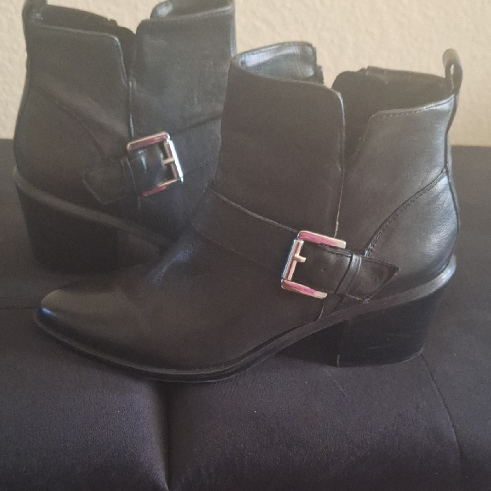 Steve Madden Black Ankle Booties with Metallic Buckle